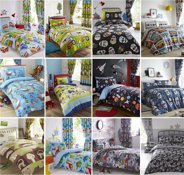 Boys duvet cover set kids bedding road construction digger builder truck tractor