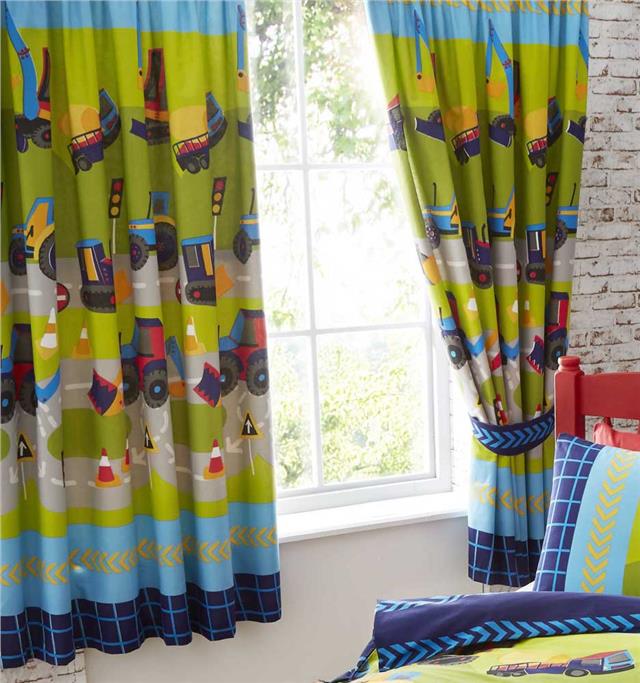 Boys duvet cover set kids bedding road construction digger builder truck tractor